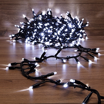 Гирлянда светодиодная Кластер 10м 400 LED БЕЛЫЙ черный каучук IP67 постоянное свечение 230В нужен блок 315-000 NEON-NIGHT