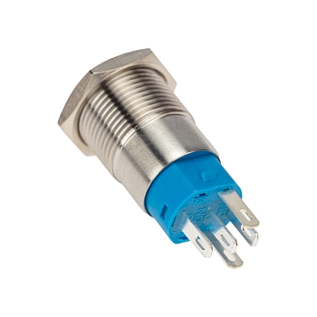 Кнопка антивандальная Ø16 250В Б/Фикс (5с) OFF-(ON) / ON-(OFF) плоская подсв/красная POWER (A-16-F5) REXANT