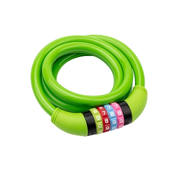 Замок тросовый кодовый взломостойкий для велосипедов и колясок 150см зеленый ЧЕТЫРЕ СЕЗОНА