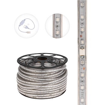 Лента светодиодная 220В, SMD5050, 60 LED/м, Синий, 13х8мм, IP67 NEON-NIGHT