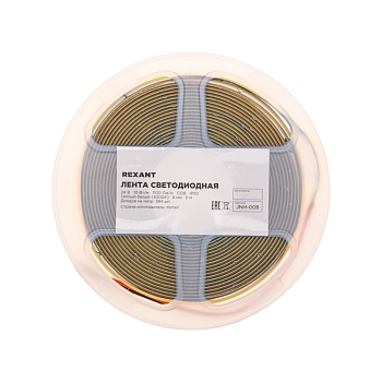 Лента светодиодная 24В, COB 10Вт/м, 384 LED/м, 3000K, 8мм, 5м, IP20 REXANT
