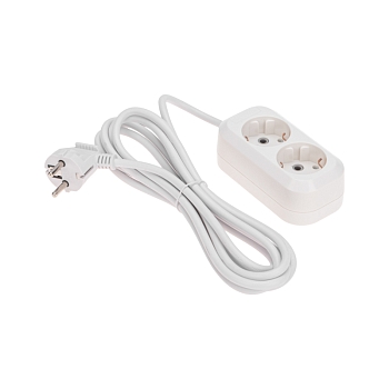 Удлинитель 2 гнезда, 3м, 3х0,75мм², с/з, белый PROconnect