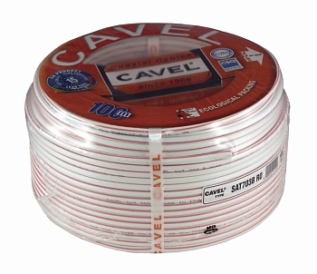 Кабель коаксиальный SAT 703 B, Cu/Al/CuSn, 75%, 75Ом, 100м, INDOOR, белый CAVEL