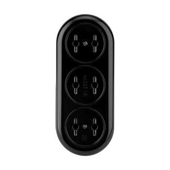 Колодка 3 гнезда карболитовая б/з 16А, черная REXANT