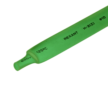 Трубка термоусаживаемая ТУТ нг 10,0/5,0мм, зеленая, упаковка 50 шт. по 1м REXANT