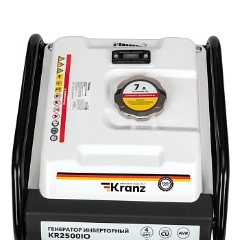 Генератор инверторный KR2500IO, 2,5кВт, 230В, 7л, открытый корпус, ручной старт KRANZ