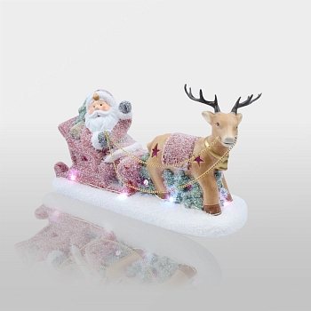 Керамическая фигурка Дед Мороз в санях 30,5х12,2х17,2 см