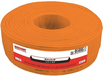 Кабель коаксиальный RG-6U нг(А)-HF, Cu/Al/Cu, 64%, 75Ом, 100м, INDOOR, оранжевый REXANT