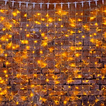 Гирлянда светодиодная Занавес 2х1,5м 300 LED ЖЕЛТЫЙ прозрачный ПВХ IP65 постоянное свечение 230В блок в комплекте NEON-NIGHT