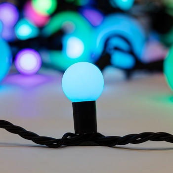 Гирлянда светодиодная Мультишарики Ø17,5мм Ø23мм Ø17,5мм Ø45мм 10м 80 LED RGB черный ПВХ IP65 быстрая смена цвета 230В NEON-NIGHT