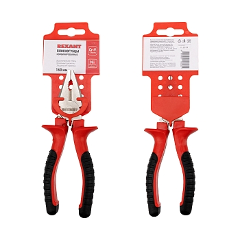 Плоскогубцы комбинированные 160мм никелированные, двухкомпонентные рукоятки REXANT