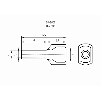 Наконечник штыревой втулочный изолированный F-8 мм 2х0.5 мм² (НШВи(2) 0.5-8/НГи2 0,5-8) белый REXANT