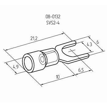 Наконечник вилочный изолированный 4.3 мм 1.5-2.5 мм² (НВи 2.5-4/НВи 2-4) синий REXANT