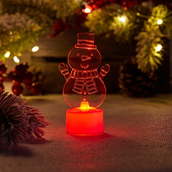 Фигура светодиодная на подставке Снеговик с шарфом 2D, RGB