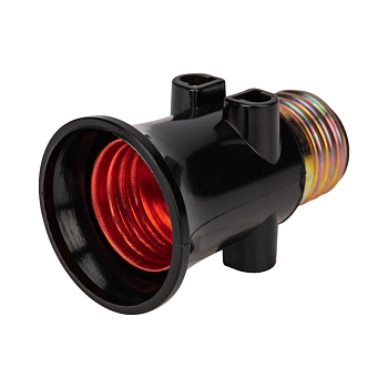 Патрон-розетка карболитовый Е27 черный, с этикеткой REXANT