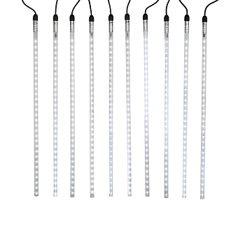 Гирлянда Тающие сосульки комплект 10 шт. х 50см, шаг 100см, 600 LED БЕЛЫЙ, черный каучук, IP65, 24В, соединяется NEON-NIGHT