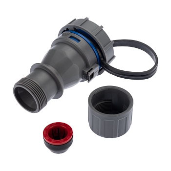 Розетка влагозащищенная кабельная переносная 1 гнездо, 2Р+РЕ, 16А, IP68, серая REXANT