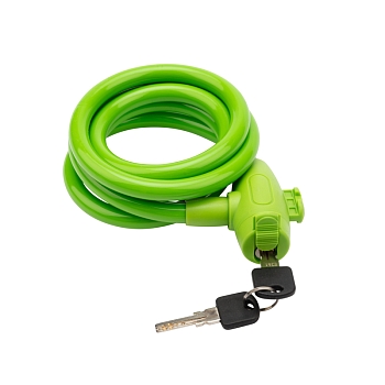 Замок тросовый взломостойкий для велосипедов и колясок с ключом 150см зеленый ЧЕТЫРЕ СЕЗОНА