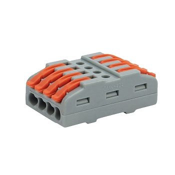 Клемма СМК 222-424 проходная 4 полюса (0,08-4мм²), серая (25 шт/уп) REXANT
