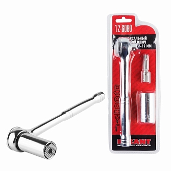 Ключ торцевой с трещоткой универсальный 7-19мм REXANT