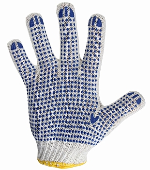 Перчатки х/б с покрытием ПВХ «Точка», 7,5 класс вязки, 4 нити, 63-65 г