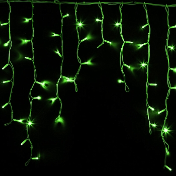 Гирлянда светодиодная Бахрома (Айсикл), 5,6x0,9м, 240 LED ЗЕЛЕНЫЙ, белый КАУЧУК IP67, постоянное свечение, 230В NEON-NIGHT