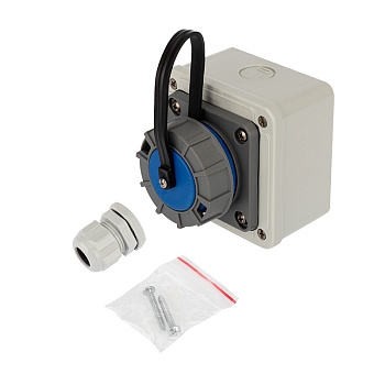 Розетка влагозащищенная настенная с крышкой 1 гнездо, 2Р+РЕ, 16А, IP68, серая REXANT