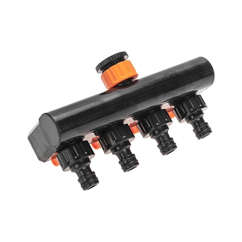 Разветвитель для шланга на 4 канала 1/2"-3/4" ЧЕТЫРЕ СЕЗОНА