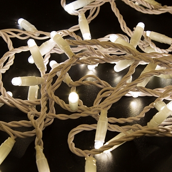 Гирлянда светодиодная Нить 10м 100 LED ТЕПЛЫЙ БЕЛЫЙ белый ПВХ IP65 эффект мерцания 230В соединяется нужен блок 303-500-1 NEON-NIGHT