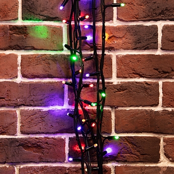 Гирлянда Нить управляемая 20м 240 LED МУЛЬТИКОЛОР черный каучук IP67 свечение с динамикой 230В нужен контроллер 217-204 NEON-NIGHT