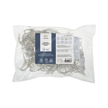 Гирлянда светодиодная Бахрома (Айсикл) 4,8х0,6м 176 LED ТЕПЛЫЙ БЕЛЫЙ прозрачный ПВХ IP65 постоянное свечение 230В нужен блок 303-500-1 NEON-NIGHT