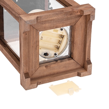 Декоративный фонарь со свечкой, корпус из дерева, размер 14х14х35cм, цвет теплый белый