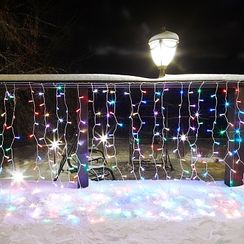 Гирлянда светодиодная Занавес 2х1,5м 300 LED RGB прозрачный ПВХ IP65 для свечения с динамикой 230В нужен контроллер 245-908 NEON-NIGHT