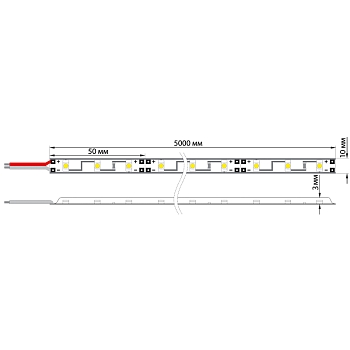 Лента светодиодная 12В, SMD5050, 14,4Вт/м, 60 LED/м, желтый, 10мм, 5м, IP65 LAMPER