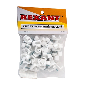 Крепеж кабеля плоский 12х6 мм, белый (50 шт/уп) REXANT