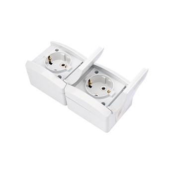 Блок вертикальный 2 розетки INDUSTRIAL IP54 с/з, о/у, белый KRANZ