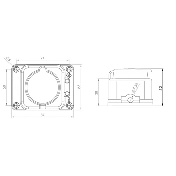Розетка влагозащищенная с крышкой 1 гнездо, с/з, 16А, IP54, каучук, черная REXANT