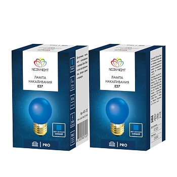 Лампа накаливания, диаметр 45мм, E27, 10Вт, синяя колба, 230В NEON-NIGHT