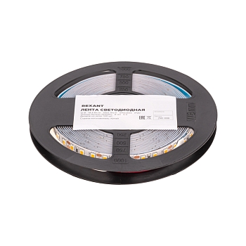 Лента светодиодная 12В, SMD2835, 14,4Вт/м, 120 LED/м, 3000K, 8мм, 5м, IP20 REXANT