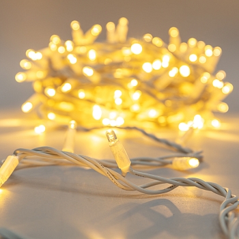 Гирлянда светодиодная Нить 20м 200 LED ТЕПЛЫЙ БЕЛЫЙ белый каучук IP67 постоянное свечение 230В соединяется нужен блок 315-001 NEON-NIGHT