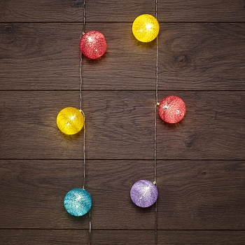 Тайские фонарики Фейерверк 1,5 м, прозрачный ПВХ, 10 LED, теплый белый, питание 2 х АА (батарейки не в комплекте)