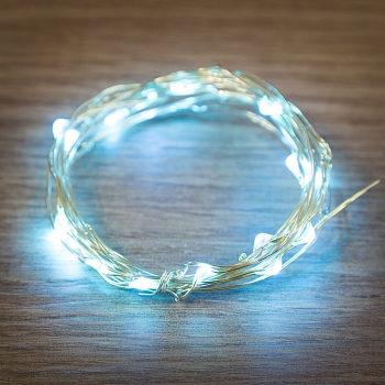 Гирлянда светодиодная Роса 2м, 20LED, ГОЛУБОЙ, IP20, тонкий батарейный блок, 2хCR2032 в комплекте NEON-NIGHT