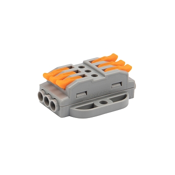 Клемма СМК 222-423P проходная 3 полюса, с монтажной площадкой (0,08-4 мм²), серая (блистер 5 шт./уп.) REXANT