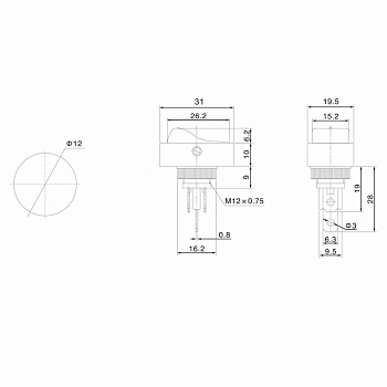Выключатель клавишный овальный 12В 30А (3с) ON-OFF черный с красной LED-подсветкой REXANT