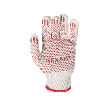 Перчатки х/б нейлоновые с покрытием ПВХ «Точка», белые REXANT