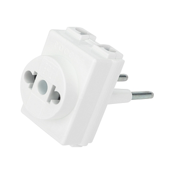 Адаптер сетевой (переходник) с Евро А/F на тонкую вилку С1 «Козья ножка» 10А б/з REXANT