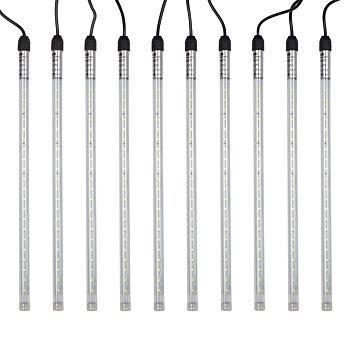 Гирлянда Тающие сосульки комплект 10 шт. х 30см, шаг 100см, 420 LED БЕЛЫЙ, черный каучук, IP65, 24В, соединяется NEON-NIGHT