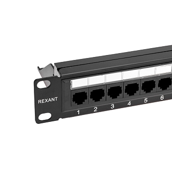 Панель коммутационная с кабельным органайзером 19", 1U, 24 порта, RJ-45, CAT 6, UTP REXANT PRO