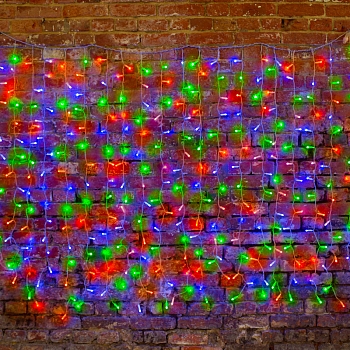 Гирлянда светодиодная Занавес 2х1,5м 300 LED RGB прозрачный ПВХ IP65 для свечения с динамикой 230В нужен контроллер 245-908 NEON-NIGHT