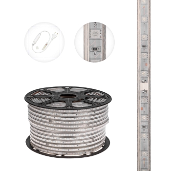 Лента светодиодная 220В, SMD5050, 60 LED/м, Желтый, 13х8мм,с кабелем питания, IP67 NEON-NIGHT